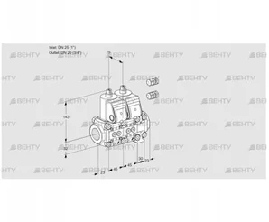 VCS1E25R/20R05NNVWR3/PPPP/PPPP (88101734) Сдвоенный газовый клапан Kromschroder