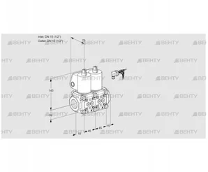 VCS1E15R/15R05NNKL3/PPPP/PPPP (88107457) Сдвоенный газовый клапан Kromschroder