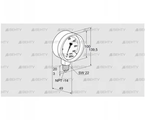 RFM P23TNB100 (03200134) Манометр Kromschroder