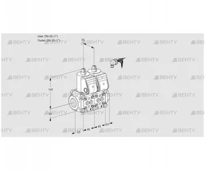 VCS1E25R/25R05NNKR/PPPP/PPPP (88100012) Сдвоенный газовый клапан Kromschroder