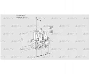 VCS1E25R/15R05NNVWR3/PPPP/PPPP (88101733) Сдвоенный газовый клапан Kromschroder