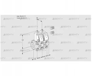 VCS1E25R/25R05NNQR3/PPPP/PPPP (88100114) Сдвоенный газовый клапан Kromschroder